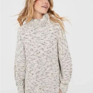 Aerie Chillside Knit Turtleneck Sweater Soft Heathered Gray
